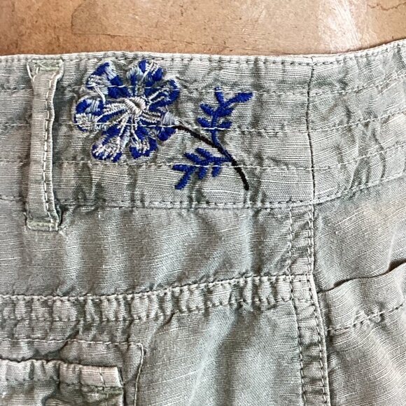 Sundance Kennebunk Linen-Cotton Embroidered Cargo Shorts Sz 10 Green #272D - Picture 11 of 16